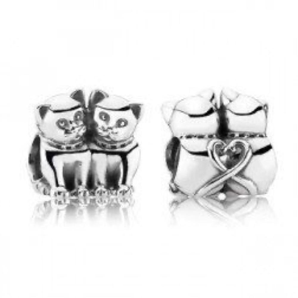 Authentic Pandora Silver Cat Purrfect Together Charm